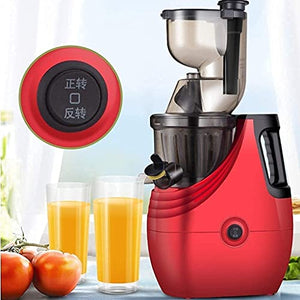 WXLBHD Juicer Vertical Slow Masticating Juice Extractor Compact Design with Automatic Pulp Ejection, Slag Juice Separation Large-caliber Fruit and Vegetable Juicer,150-Watt, Red