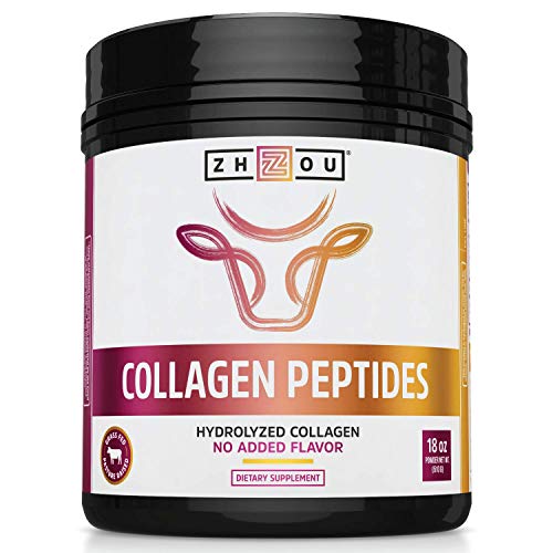 Zhou Collagen Peptides Hydrolyzed Protein Powder – Grass Fed, Pasture Raised, Unflavored, Hormone-Free, Non-GMO,18 Ounce