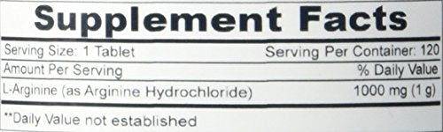 Pure Naturals L-Arginine 1000 Mg, 120 Count