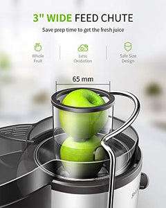 Juicer, Juicer Machines, SHARDOR Centrifugal juicer with Big Mouth 3" Feed Chute, Juice Maker for Whole Fruits & Veggies, Juice Extractor with Dual Speeds, Easy to Clean, Anti-drip, BPA-Free, White