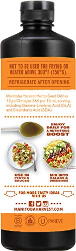 Manitoba Harvest Hemp Seed Oil, 12g of Omegas 3&6 Per Serving, Non-GMO, Vegan, Gluten-Free 12 Fl Oz