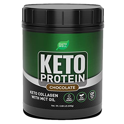 OATHWELL Keto Chocolate Protein Powder Meal Replacement Shake | Ultimate Brain + Body Fuel | Rich, Indulgent Keto Food Fat Bomb Protein Powder | Collagen Peptides Powder with MCT Oil,400g