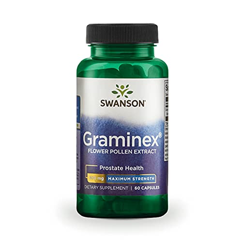 Swanson Maximum Strength Graminex Flower Pollen Extract - Supports Prostate Health, Urinary Tract Function, and Kidney Health - Mens Health Supplement - (60 Capsules, 500mg Each)