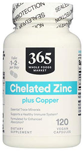 365 by Whole Foods Market, Zinc Chelated, 120 Veg Capsules