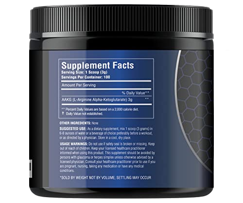 STS AAKG Powder 300 Grams - Arginine Alpha Ketoglutarate - Nitric Oxide Booster, Enhanced Endurance and Energy