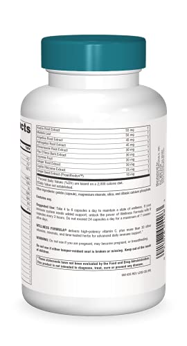 Source Naturals Wellness Formula Bio-Aligned Vitamins & Herbal Defense for Immune System Support - Dietary Supplement & Immunity Booster - 120 Capsules