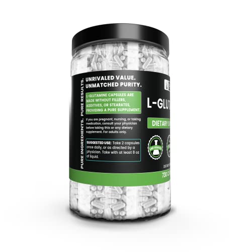 Pure Original Ingredients L-Glutamine (730 Capsules) No Magnesium Or Rice Fillers, Always Pure, Lab Verified