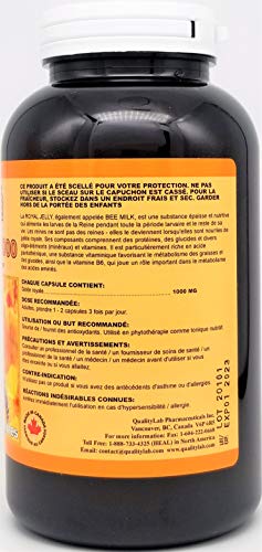 Qualitylab Royal Jelly 1000 mg 250 Capsules (Made in Canada)