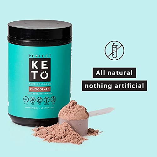 Perfect Keto Collagen Protein Powder with MCT Oil - Grassfed, GF, Multi Supplement, Best for Ketogenic Diets, Use as Keto Creamer, in Coffee and Shakes for Women & Men (Peanut Butter)
