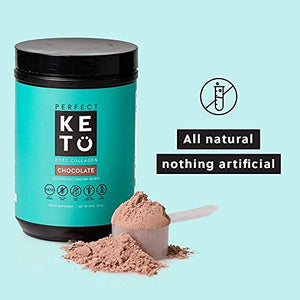 Perfect Keto Collagen Protein Powder with MCT Oil - Grassfed, GF, Multi Supplement, Best for Ketogenic Diets, Use as Keto Creamer, in Coffee and Shakes for Women & Men (Peanut Butter)