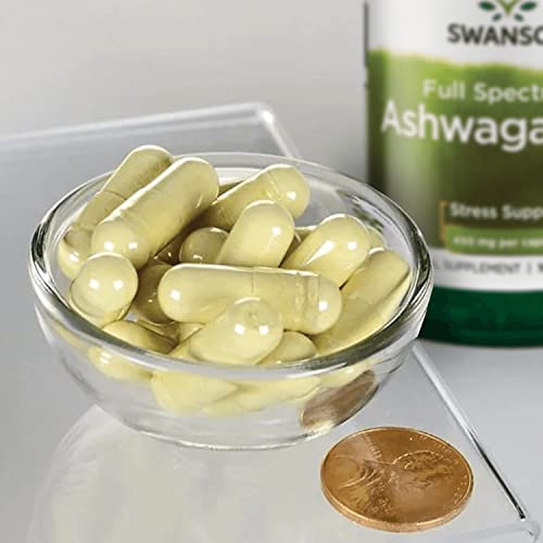 Swanson Ashwagandha Powder Supplement-Ashwagandha Root & Aerial Parts Supplement Promoting Stress Relief & Energy Support-Ayurvedic Supplement for Natural Wellness (100 Capsules, 450mg Each) 2 Pack