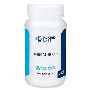 Klaire Labs Omegathera - Omega 3-6-9 Fatty Acids with Borage, GLA (Gamma Linolenic Acid) & CLA (Conjugated Linoleic Acid) No Oxidation No Fishy Burps (100 Softgels)