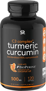 Turmeric Curcumin C3 Complex 500mg, Enhanced with Black Pepper & Organic Coconut Oil for Better Absorption; Non-GMO & Gluten Free - 120 Count