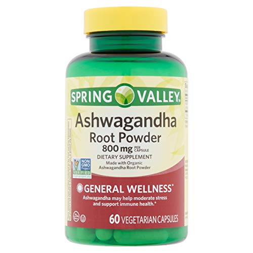 Ashwagandha Organic Root Powder 800 mg Capsules by Spring Valley