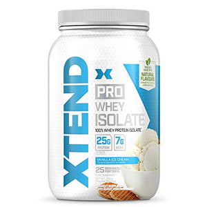 XTEND Pro Protein Powder Vanilla Ice Cream | 100% Whey Protein Isolate | Keto Friendly + 7g BCAAs with Natural Flavors | Gluten Free Low Fat Post Workout Drink | 1.8lbs