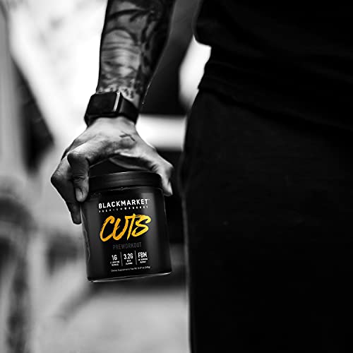 BLACKMARKET CUTS Thermogenic Pre Workout - Preworkout Energy Drink for Men and Women 30 Servings of Fruit Punch Flavor - Creatine Free Pre-Workout Drink Powder