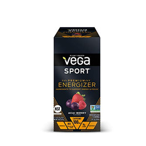 Vega Sport Energizer, Acai Berry, Pre Workout Powder for Women and Men, Supports Energy and Focus, Electrolytes, Vegan, Keto, Gluten Free, Dairy Free, Non GMO (12 Count Packets)