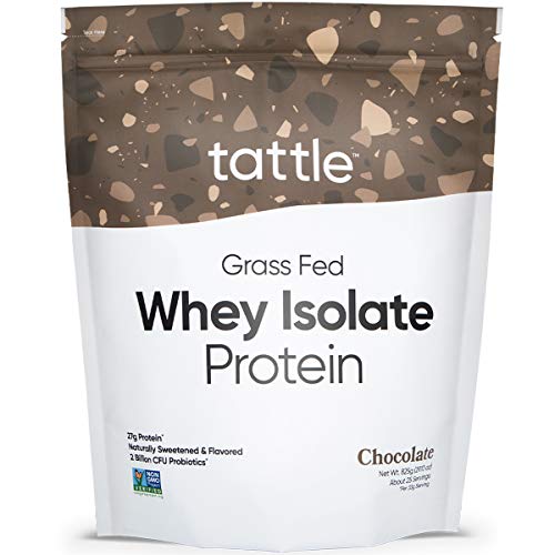 Tattle Grass Fed Whey Protein Isolate Powder - Non-GMO, Natural Flavors & Sweeteners, Turmeric & Tart Cherry for Anti-Inflammation, Gluten & Soy Free, No Sugar Added (Chocolate, 25 Serve)