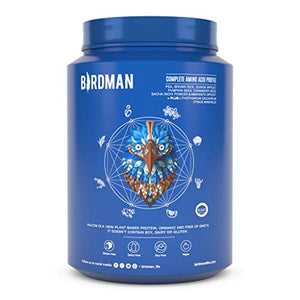 Birdman Falcon Premium Organic Plant Based Protein Powder, Vegan, Low Net Carbs, Keto, No Sugar Added, Non Dairy, Gluten-Free, Soy-Free, Lactose-Free, Non-GMO, Chocolate Flavor 33 Servings, 2.18lb