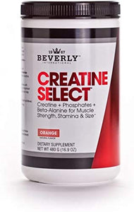 Beverly International Creatine Select with Phosphates, 40 servings. Since 2003, the only fail-proof creatine formula. Boosts muscle size and strength every time. For men and women. Tastes like Tang!