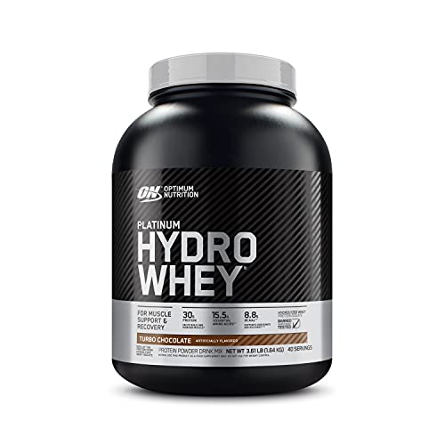 Optimum Nutrition Platinum Hydrowhey Protein Powder, 100% Hydrolyzed Whey Protein Isolate Powder, Flavor: Turbo Chocolate, 3.61 Pounds