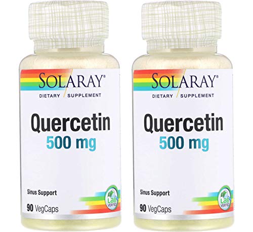 SolaRay Dietary Supplement Quercetin Lab Verified 500 Milligrams(90 VegCaps) Pack of 2