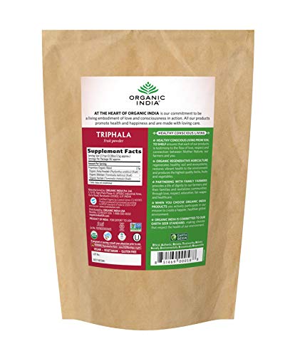 Organic India Triphala Powder - Immune Support, Digestion, Adaptogen, Colon Cleanse, Nutrient Dense, Vegan, Gluten-Free, Kosher, USDA Certified Organic, Non-GMO, Triphala Powder Organic - 1 Lb Bag