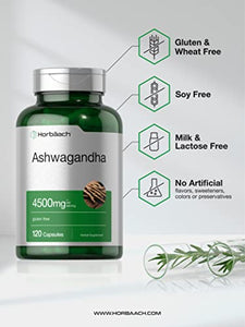 Ashwagandha Capsules | 4500 mg | 120 Count | Maximum Strength | 2 Month Supply | Non-GMO & Gluten Free | by Horbaach