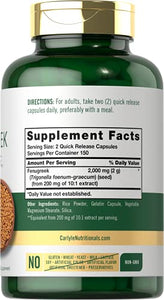Fenugreek Capsules | 2000mg | 300 Count | Non-GMO & Gluten Free Extract | Fenugreek Seeds | by Carlyle
