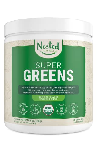Super Greens | #1 Green Superfood Powder | 100% USDA Organic Non-GMO Vegan Supplement | 20+ Whole Foods (Spirulina, Wheat Grass, Barley), Probiotics, Fiber & Enzymes (Original, 30 Servings)