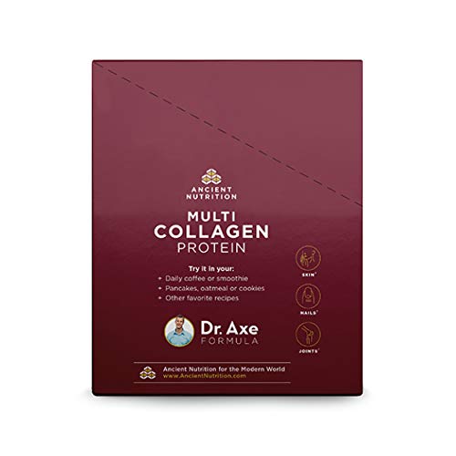 Collagen Powder Protein with Probiotics by Ancient Nutrition, Unflavored Multi Collagen Protein Packets with Vitamin C, Pack of 40, Hydrolyzed Collagen Peptides Supports Skin and Nails, Gut Health
