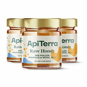 ApiTerra - Raw Honey with Propolis, Bee Pollen & Royal Jelly , 11oz (pack of 3)