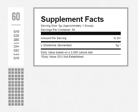 RYSE Up Supplements, Element Series Fermented L-Glutamine Amino Acid (5g), Unflavored, 300 Gram (60 Servings)