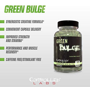 Controlled Labs Green Bulge Supplement, 30 Servings Advanced Creatine Matrix Volumizer, Improve Strength, Stamina, Performance, and Muscle Recovery, Caffeine and Stimulant Free for Both Men and Women