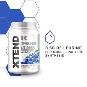 XTEND Original BCAA Powder Blue Raspberry Ice | Sugar Free Post Workout Muscle Recovery Drink with Amino Acids | 7g BCAAs for Men & Women | 90 Servings