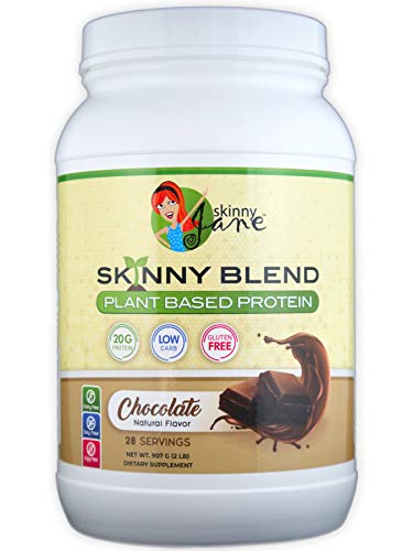 Skinny Jane Skinny Blend | Best Tasting Plant Based Protein Shake | Vegan Powder | Low Carbs Keto Friendly | Non GMO | No Soy, Gluten, Dairy and Egg Free | BCAAs (Chocolate, 2 Pound)