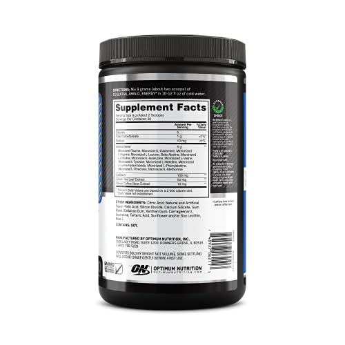 Optimum Nutrition Amino Energy - Pre Workout with Green Tea, BCAA, Amino Acids, Keto Friendly, Green Coffee Extract, Energy Powder - Blueberry Lemonade, 30 Servings