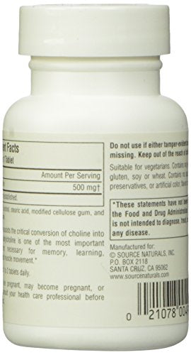 Source Naturals Acetyl L-Carnitine, 500mg, 30 Tablets