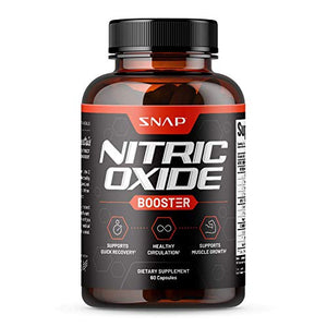 Nitric Oxide Booster by Snap Supplements - Pre Workout, Muscle Builder - L Arginine, L Citrulline 1500mg Formula, Tribulus Extract & Panax Ginseng, Strength & Endurance (60 Capsules)