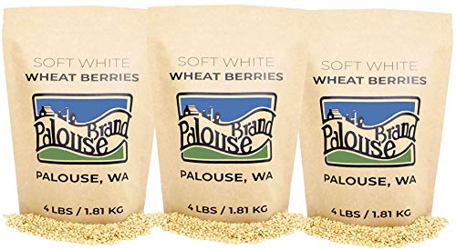 Soft White Wheat Berries • 100% Desiccant Free • 12 lbs • Non-GMO Project Verified • Kosher • USA Grown • Field Traced • Resealable Kraft Bag • (4 Pound, Pack of 3)