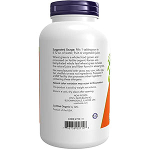 NOW Supplements, Certified Organic and Non-GMO, Wheat Grass Powder, Green Superfood, 9-Ounce