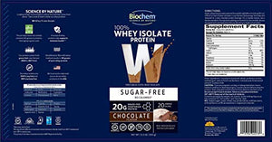 Biochem 100% Whey Isolate Protein - 12.5 oz - Sugar Free Chocolate - Keto-Friendly - 20g Vegetarian Protein - Amino Acids - Iron - Magnesium - Cocoa - Invigorating Taste