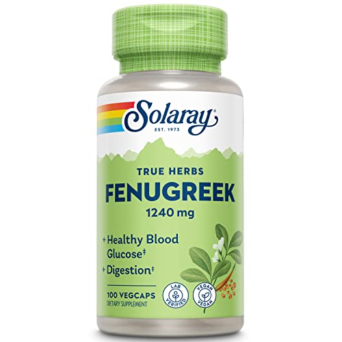 Solaray Fenugreek Seed 1240 mg | Healthy Digestion & Stomach Comfort, Blood Sugar & Lactation Support | 100ct, 50 Serv.