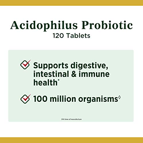 Acidophilus Probiotic by Nature's Bounty, Dietary Supplement, For Digestive Health, 120 Tablets (Packaging May Vary)