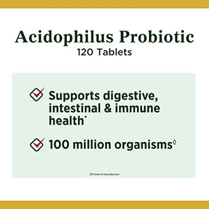 Acidophilus Probiotic by Nature's Bounty, Dietary Supplement, For Digestive Health, 120 Tablets (Packaging May Vary)