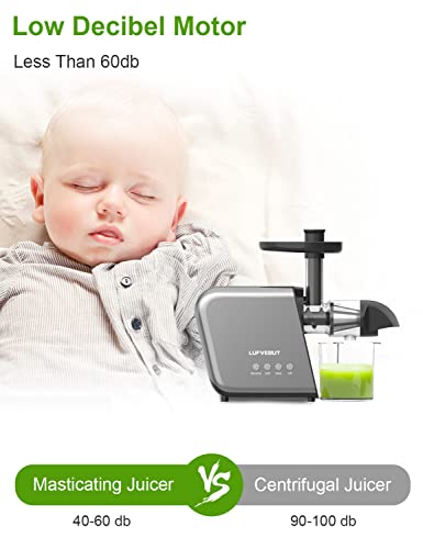 Slow Juicer Cold Press Juicer Masticating Juicer Machines Juice Extractor for Celery Kale Ginger Kiwi Carrot Quiet Easy to Clean High Yield Drier Pulp BPA-Free Reverse Function for Vegetables & Fruits