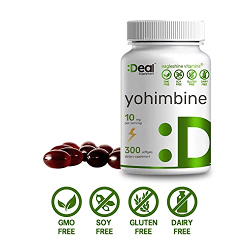 Yohimbine HCL 10mg, 300 Softgels, 5 Months Supply, Extra Strength, Plant Based Yohimbine Supplements for Energy, Performance & More - No Gluten, Non-GMO | Easy to Swallow