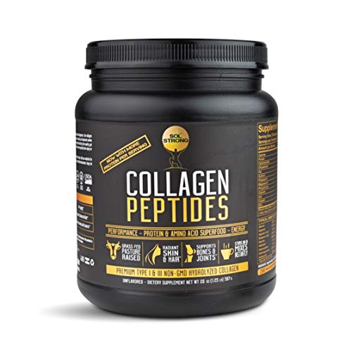 SOL STRONG Collagen Peptides Protein Powder Collagen Powder Pasture-Raised, Gluten-Free Certified Paleo and Keto, 20oz USA Extra Large (1)