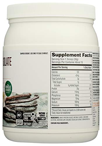 Whole Foods Market, Grass-Fed Whey Protein Isolate, Vanilla, 15.9 Ounce