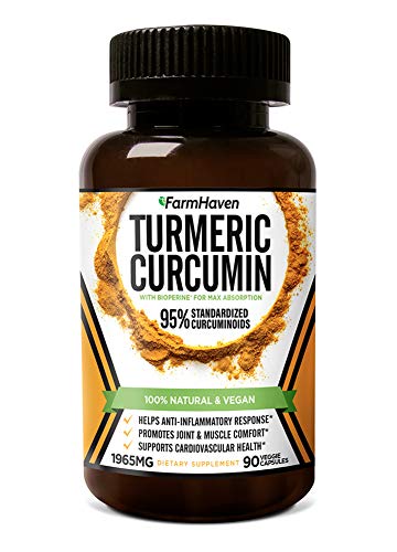 Turmeric Curcumin with BioPerine Black Pepper & 95% Curcuminoids, 1965mg, Maximum Absorption for Joint Support & Healthy Inflammatory Response, Non-GMO Turmeric Capsules, Made in USA - 90 Veg Caps